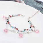  Perlenarmband, Hellrosa, verziert mit Swarovski-Kristallen