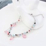  Perlenarmband, Hellrosa, verziert mit Swarovski-Kristallen