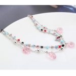  Perlenarmband, Hellrosa, verziert mit Swarovski-Kristallen