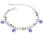  Perlenarmband, Tansanit, verziert mit Swarovski-Kristallen