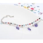  Perlenarmband, Tansanit, verziert mit Swarovski-Kristallen