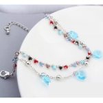  Perlenarmband, Aquamarin, verziert mit Swarovski-Kristallen