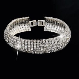 Armband Österreich mit Kristallen, silberfarben, 19 cm