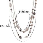  Lange, mit Perlen verzierte Halskette in silberner Farbe