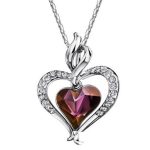  Doppelherz-Halskette, elegant, österreichischer Kristall