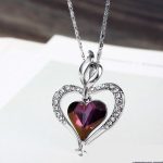  Doppelherz-Halskette, elegant, österreichischer Kristall