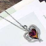  Doppelherz-Halskette, elegant, österreichischer Kristall