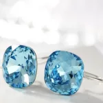  Ovale Ohrringe, Blau, verziert mit Swarovski-Kristallen