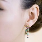  Lange Steinohrringe, mehrfarbig, verziert mit Swarovski-Kristallen