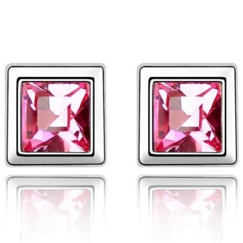  Kockka-Ohrringe, Pink, verziert mit Swarovski-Kristallen