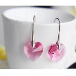  Herz-Stein-Ohrringe, rosa, verziert mit Swarovski-Kristallen