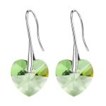  Herzsteinohrringe, Peridot, verziert mit Swarovski-Kristallen