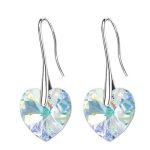  Herzsteinohrringe, Crystal AB, verziert mit Swarovski-Kristallen
