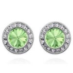  Runde Steinohrringe, Chrysolith, verziert mit Swarovski-Kristallen
