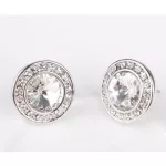  Runde Steinohrringe, Kristall, verziert mit Swarovski-Kristallen