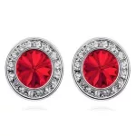  Runde Steinohrringe, Clear Siam, verziert mit Swarovski-Kristallen