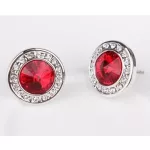  Runde Steinohrringe, Clear Siam, verziert mit Swarovski-Kristallen