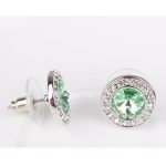  Runde Steinohrringe, Chrysolith, verziert mit Swarovski-Kristallen