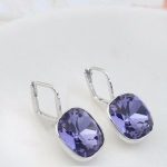  Piercing-Ohrringe, Tansanit, verziert mit Swarovski-Kristallen