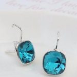  Piercing-Ohrringe, Indicolite, verziert mit Swarovski-Kristallen