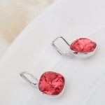 Piercing-Ohrringe, Padparadscha, verziert mit Swarovski-Kristallen