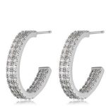  Runde Steinohrringe, Rhodium