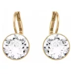  Runde Mini-Ohrringe, Gold, verziert mit Swarovski-Kristallen