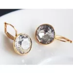  Runde Mini-Ohrringe, Gold, verziert mit Swarovski-Kristallen