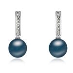  Perlenohrringe, Blau, verziert mit Swarovski-Kristallen