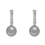  Perlenohrringe, Grau, verziert mit Swarovski-Kristallen