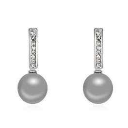  Perlenohrringe, Grau, verziert mit Swarovski-Kristallen