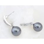  Perlenohrringe, Grau, verziert mit Swarovski-Kristallen