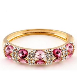  Steinarmband, Pink, verziert mit Swarovski-Kristallen
