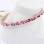  Würfelstein-Armband, rosa, verziert mit Swarovski-Kristallen