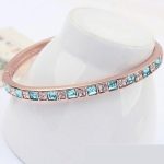  Würfelsteinarmband, Aquamarin, verziert mit Swarovski-Kristallen