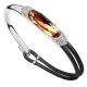  Lederarmband, klarer Topas, verziert mit Swarovski-Kristallen