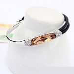  Lederarmband, klarer Topas, verziert mit Swarovski-Kristallen