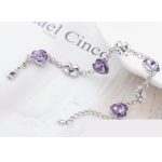 Herz- und Kleeblatt-Armband, Viola, verziert mit Swarovski-Kristallen