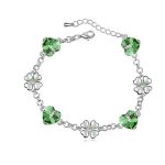  Herz- und Kleeblatt-Armband, Peridotgrün, verziert mit Swarovski-Kristallen