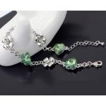  Herz- und Kleeblatt-Armband, Peridotgrün, verziert mit Swarovski-Kristallen