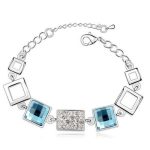  Quadratisches Armband, Aquamarin, verziert mit Swarovski-Kristallen