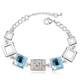    Quadratisches Armband, Aquamarin, verziert mit Swarovski-Kristallen