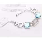  Quadratisches Armband, Aquamarin, verziert mit Swarovski-Kristallen