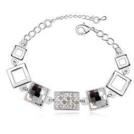    Armband mit quadratischem Muster, schwarzer Diamant, verziert mit Swarovski-Kristall