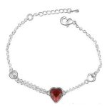  Armband mit Herzanhänger, Siam, verziert mit Swarovski-Kristallen