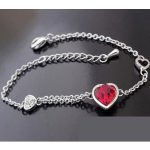  Armband mit Herzanhänger, Siam, verziert mit Swarovski-Kristallen