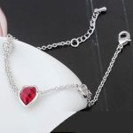  Armband mit Herzanhänger, Siam, verziert mit Swarovski-Kristallen