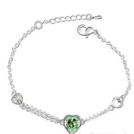    Armband mit Herzanhänger, Peridotgrün, verziert mit Swarovski-Kristallen