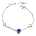  Armband mit Herzanhänger, Saphir, verziert mit Swarovski-Kristallen