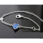  Armband mit Herzanhänger, Saphir, verziert mit Swarovski-Kristallen